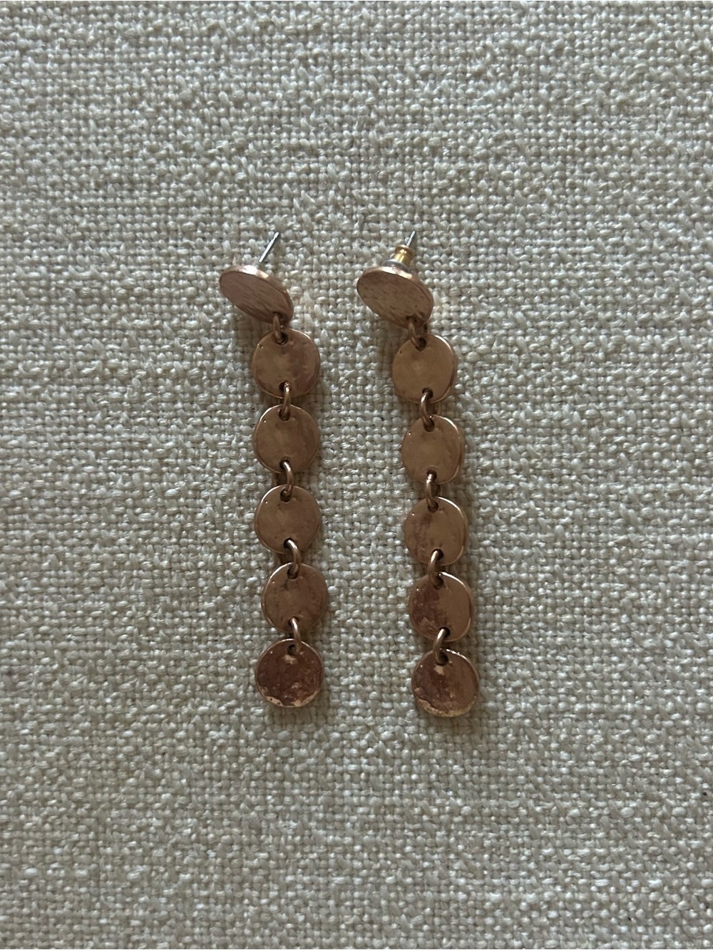 Rose Gold Disc Link Linear Drop Earrings - Women Jewelry